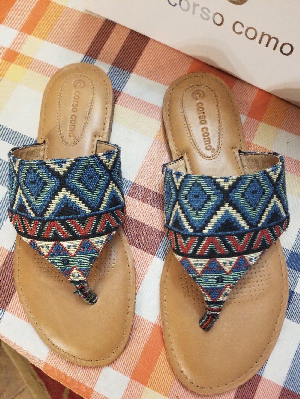 Corso Como Joan Multi-Pattern Thong Sandals Nwot